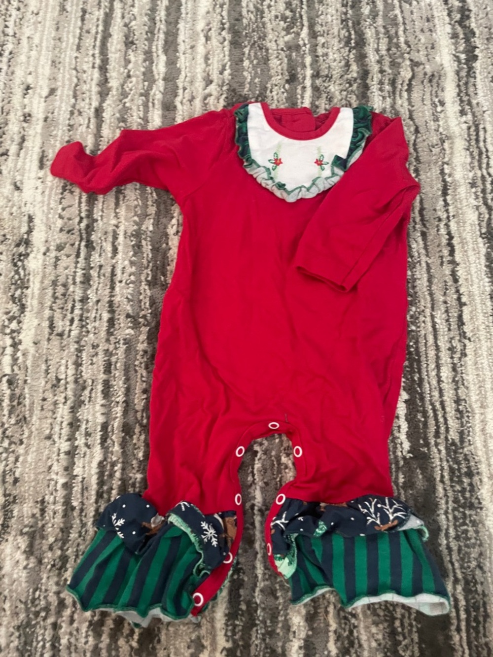 Red Holiday Ruffle Footed Baby One-Piece